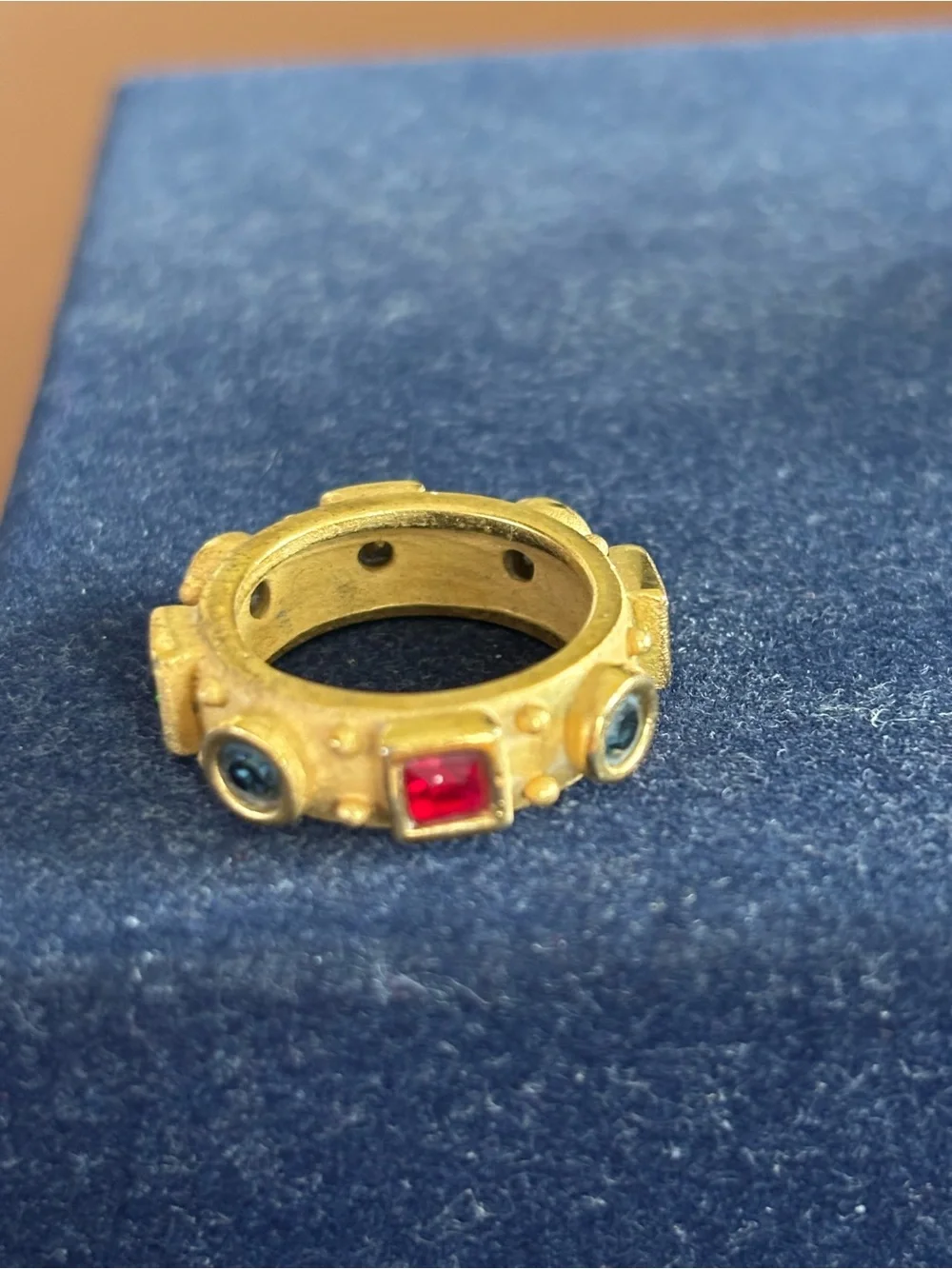Gold-Tone Multi-Gemstone Accent Rings (Set of 2)
